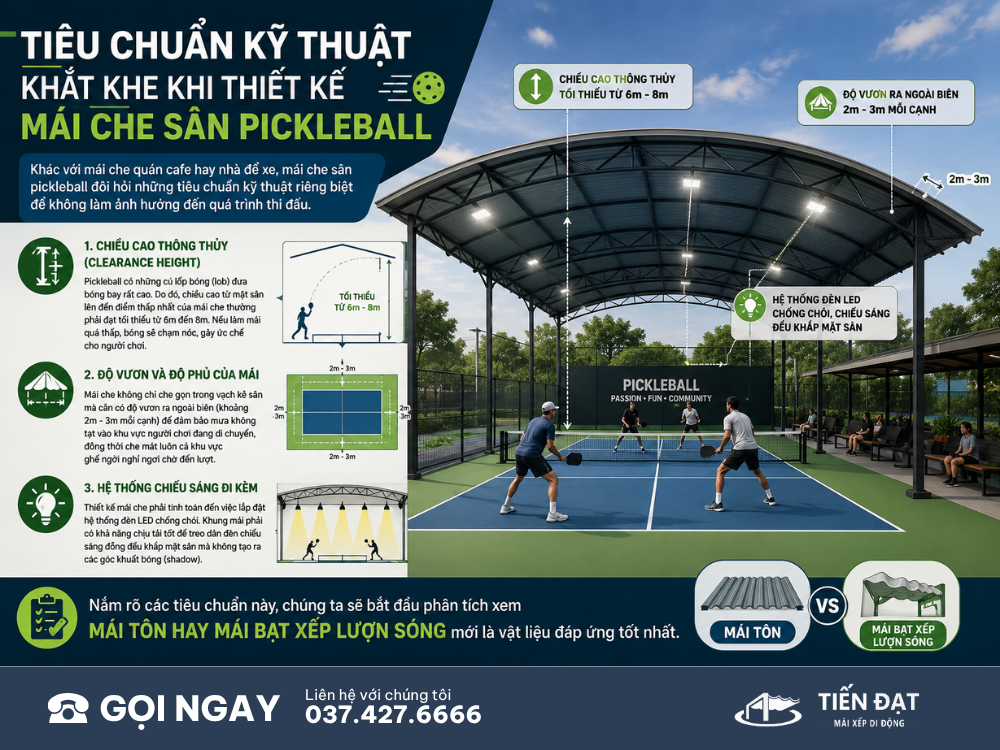 mái che sân pickleball