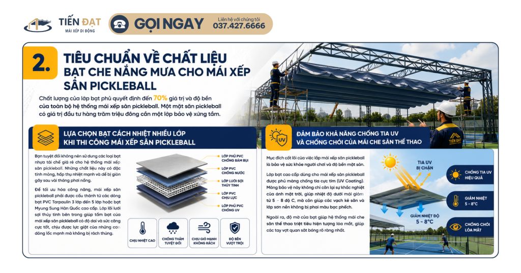 Thiết kế mái xếp cho sân Pickleball